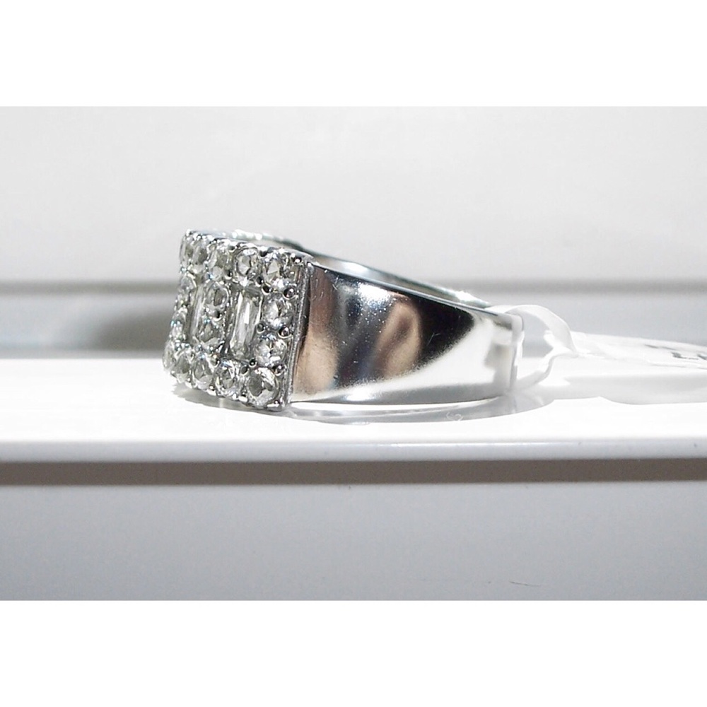 STAINLESS STEEL Round & Baguette. Cubic Zirconia Band Ring - Picture 10 of 14